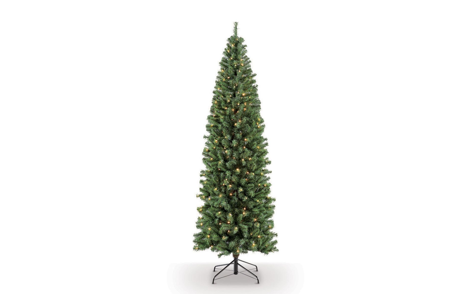 7.5ft Pre-lit Slim Artificial Christmas Tree Newcastle Fir - Puleo: Incandescent Lights, Hypoallergenic