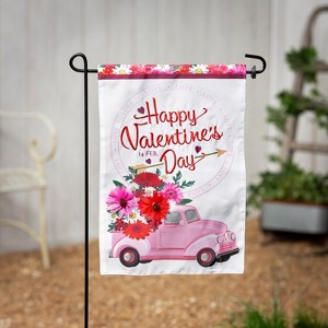 Valentine's Flower Truck Applique Garden Flag - 1 of 4