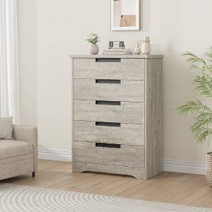 5 Drawer Dresser for Bedroom, Chest of Drawers with Embedded Handles, Wooden Dresser Organizer for Living Room, Nursery, Hallway and Entryway - 1 of 4