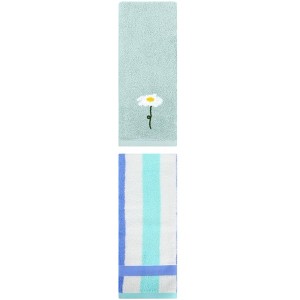 REGALWOVEN Chic Pattern Cotton Soft Absorbent Hand Towels for Bathroom 13" x 30"/13" x 29" 2 Pcs - 1 of 4