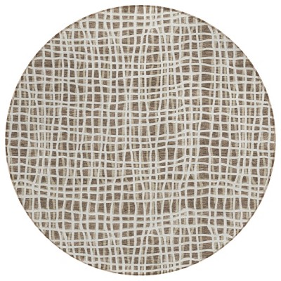 Brown Beige And Ivory Striped Washable Indoor Outdoor Area Rug