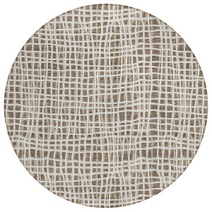 Brown Beige And Ivory Striped Washable Indoor Outdoor Area Rug - 1 of 4