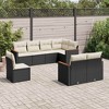 vidaXL 8 Piece Patio Sofa Set with Cushions Black Poly Rattan - Black and Cream Without Table - 2 of 4