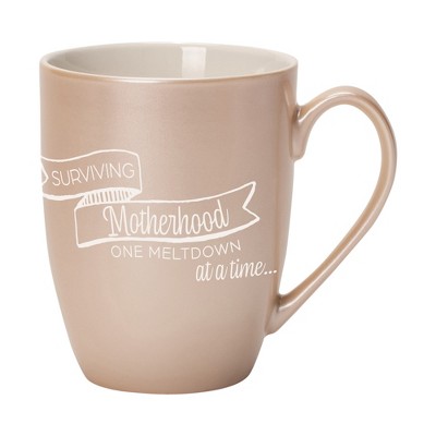 Elanze Designs Surviving Motherhood One Meltdown At A Time Precious Pearl 10 ounce New Bone China Coffee Cup Mug