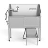 Sandinrayli Professional Dog Bathtub, Stainless Steel Pet Bathing Wash Station, Dog Grooming Tub with Nonslip Floor, Silver - 2 of 4