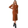 Coolmee Women's Long Sleeve Sweater Dress Fall Crewneck Ribbed Knit Pleated A Line Wedding Guest Maxi Dresses - 2 of 4