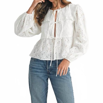 Women's Eyelet Cropped Square Neck Top - MABLE