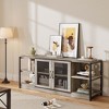 Farmhouse TV Stand for 65/75 inches TVs, Entertainment Center with Storage Cabinet and Mesh Doors, Industrial TV Media Console Cabinet Table - 3 of 4