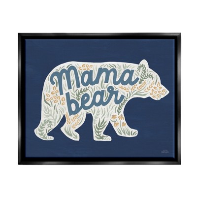 Stupell Industries Blue Mama Bear Botanicals Framed Floater Canvas Wall Art
