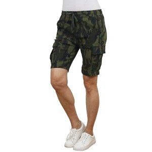 Galaxy By Harvic Women's Loose Fit Super Flex Stretch Cargo Jogger Shorts - 1 of 3