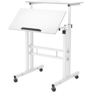 23.6" Small Standing Desk with Wheels, Mobile Stand Up Desk with Standing , Standing Table on Wheels, Rolling Computer Desk Adjustable Height - 1 of 4