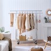 Double Clothing Rack with Shelves Clothing Racks on Wheels Rolling Clothes Rack,Heavy Duty Portable Collapsible Commercial Garment Rack - 2 of 4