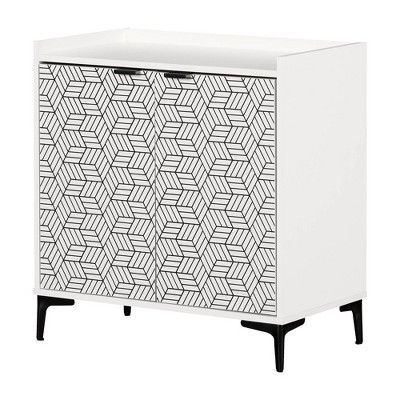 South Shore 31.75" 2 Door Decorative Storage Cabinet White and Black: Laminate Finish, Particle Board Frame, Anti-Tip Hardware