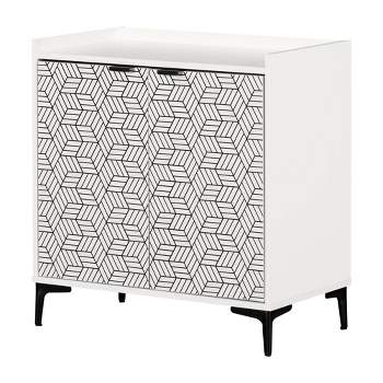 South Shore 31.75" 2 Door Decorative Storage Cabinet White and Black