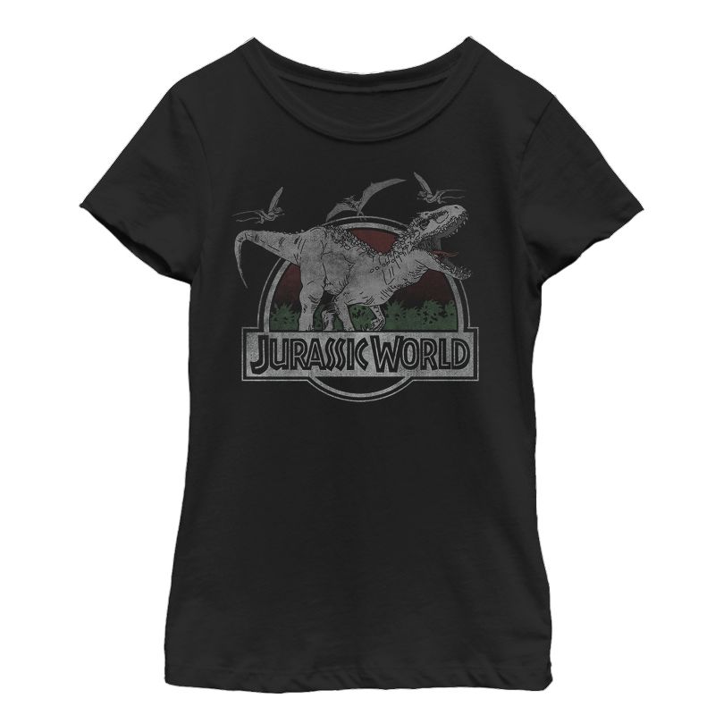 Girl's Jurassic World T. Rex and Pterodactyls T-Shirt, 1 of 4