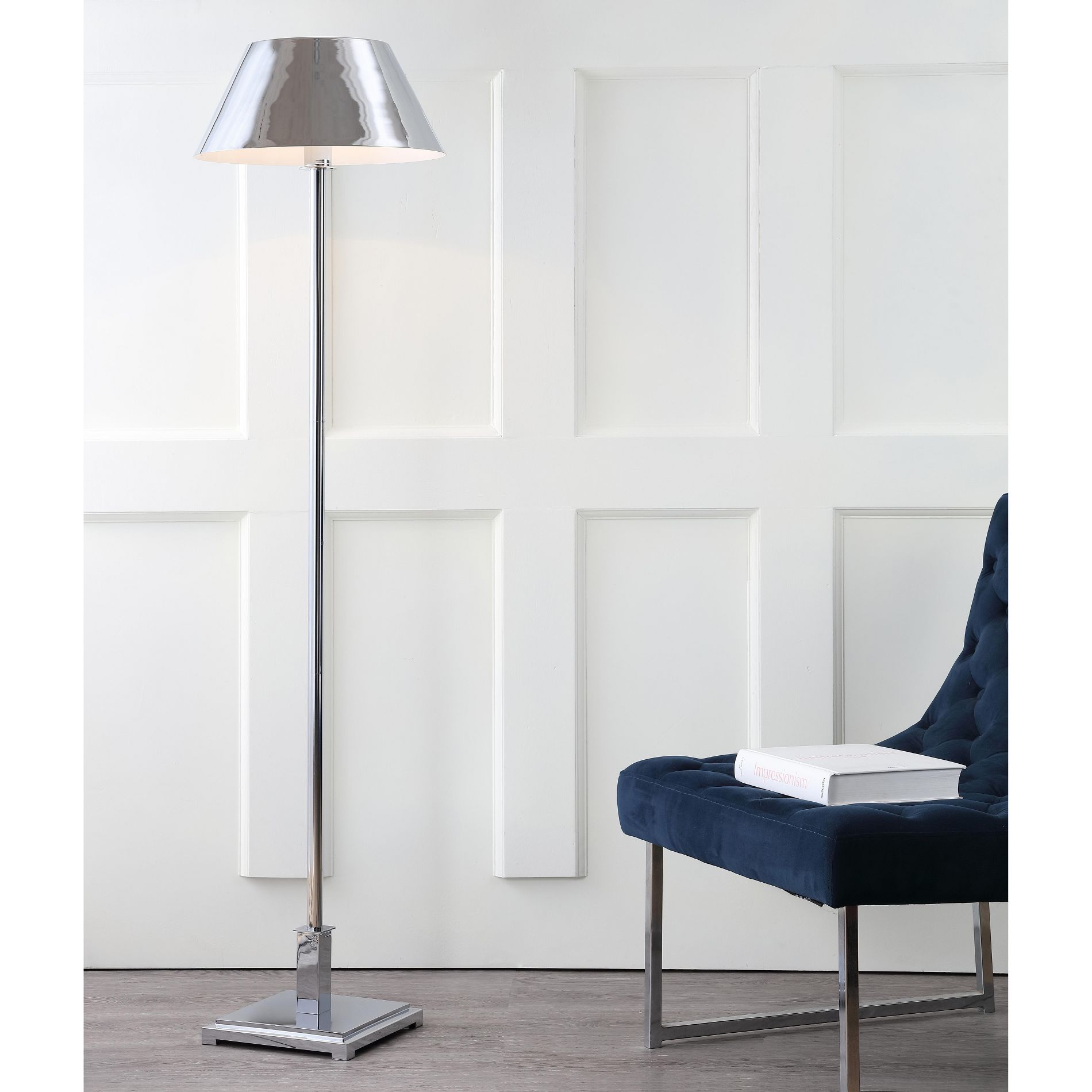 JONATHAN Y Roxy 60" Metal LED Floor Lamp, Chrome