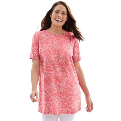 Woman Within Perfect Printed Crewneck Tunic