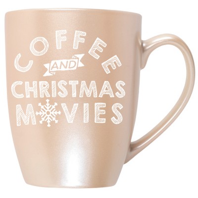 Elanze Designs Coffee And Christmas Movies Precious Pearl 10 ounce New Bone China Coffee Cup Mug