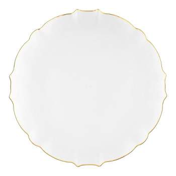 Smarty Had A Party 10.25" Clear with Gold Rim Round Lotus Disposable Plastic Dinner Plates