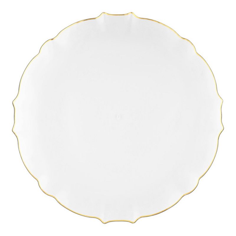 Smarty Had A Party 10.25" Clear with Gold Rim Round Lotus Disposable Plastic Dinner Plates, 1 of 7