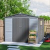 Outdoor Gray Backyard Storage Shed,Iron-Wood Frame Garden Bike Shed with Windows,Iron Doors,All-Weather Waterproof Garden Tool Shed-Coolbibila - 2 of 4