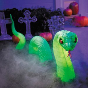 Morris Costumes 20" Light-Up Green Lawn Snake Halloween Outdoor Decoration - 1 of 2