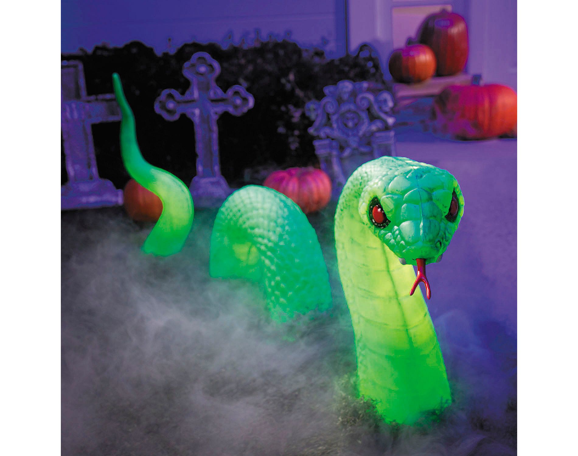 Morris Costumes 20" Light-Up Green Lawn Snake Halloween Outdoor Decoration