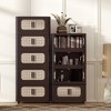 SKRAN Foldable Storage Cabinet with Lids, 5 Tier Stackable Storage Bins with Magnetic Door and Brake Casters for Toys and Home Organization - 2 of 4