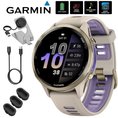 Garmin Forerunner 970 GPS Smartwatch, Titanium and Gray/Indigo Band +Accessories Bundle