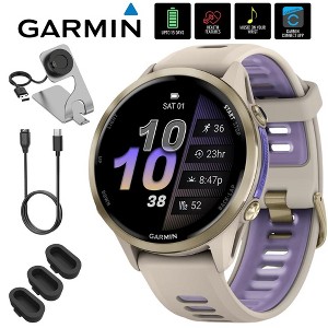 Garmin Forerunner 970 GPS Smartwatch, Titanium and Gray/Indigo Band +Accessories Bundle - 1 of 4