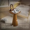 COZAYH Pedestal Wooden End Table for Small Space Living Room or Bedroom, Walnut - 2 of 4