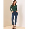 INSPIRE CHIC Women's Floral Embroidery Sheer Long Sleeves Lace Blouse - 3 of 4