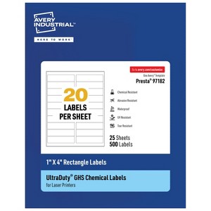 Avery UltraDuty GHS Labels, Waterproof, 1 x 4 Inch Rectangle Printable Labels, for Use with Laser Printers - 1 of 4