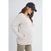 Hello Miz Womens Casual V Neck Long Sleeve Maternity Pullover Top - Oatmeal - Medium - 2 of 4
