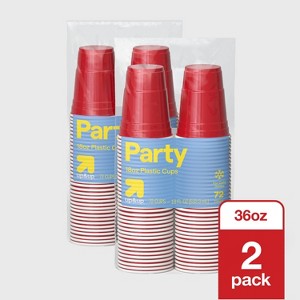 2 Pack/18oz Each Disposable Red Plastic Cups - 72ct - up&up™ - 1 of 4