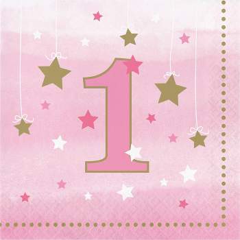 48ct One Little Star Girl 1st Birthday Napkins Pink