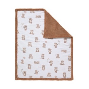 Cotton Jersey Blanket W/ Ultra Soft Plush Lining - Cuddly Bear - 1 of 4