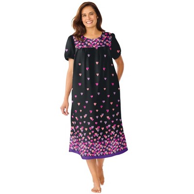 Only Necessities Plus Size Short Print Shirred Lounger