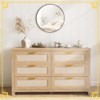 6-Drawer Rattan Dresser, Boho Modern Wood Chest with Metal Handles, Ample Storage, Durable & Safe, for Bedroom, Living Room & Entryway, Natural - 3 of 4