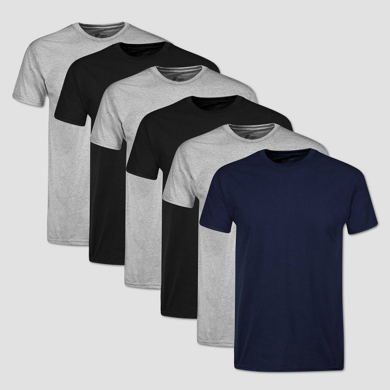 Hanes Red Label Men's Crewneck Dyed T-Shirt 6pk - Black/Gray/Blue, 1 of 7