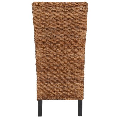 Natural Woven Rattan and Wood Side Chair Set