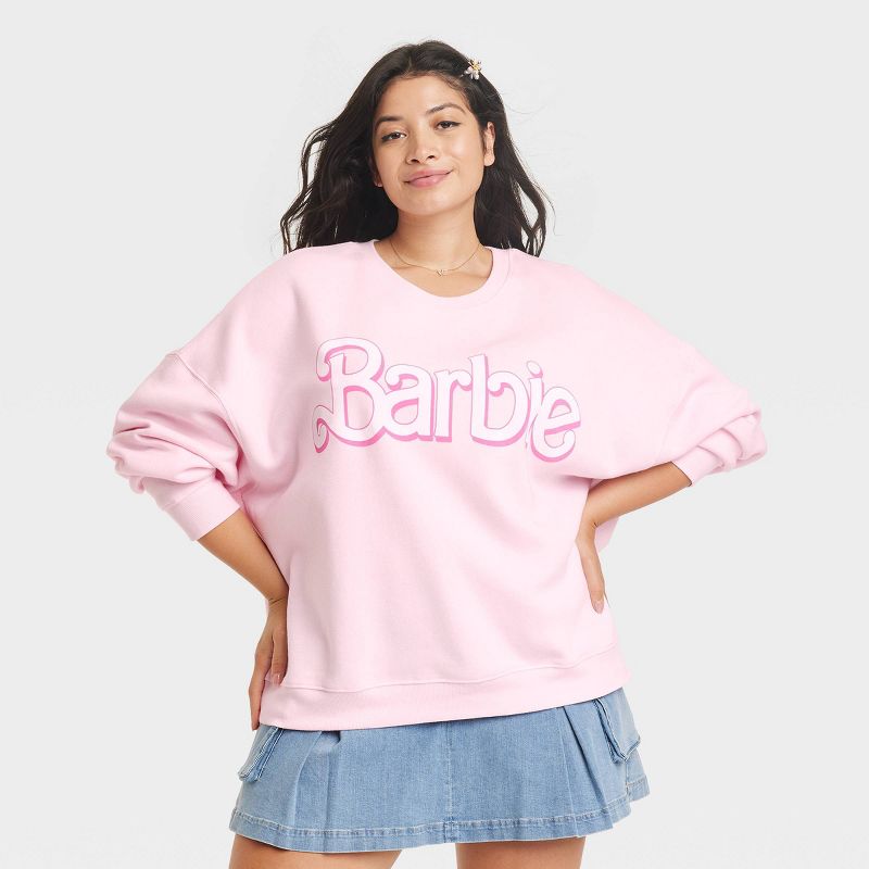 Women's Barbie Logo Graphic Sweatshirt - Pink, 1 of 10