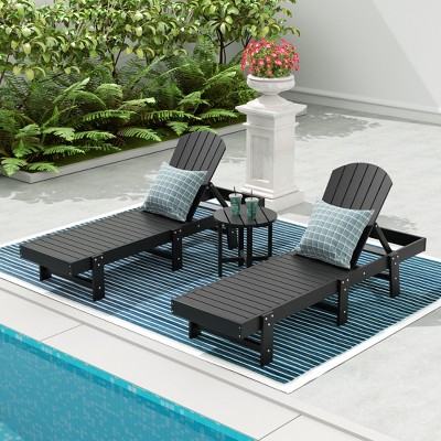 WestinTrends Dylan 3 Piece Adirondack Poly Reclining Chaise Lounge