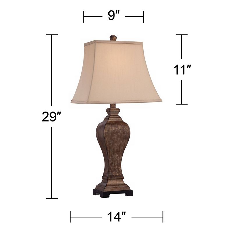 Regency Hill Edgar 29" Tall Urn Traditional Country Cottage Farmhouse Rustic End Table Lamps Set of 2 Brown Bronze Finish Living Room Bedroom Bedside, 4 of 9