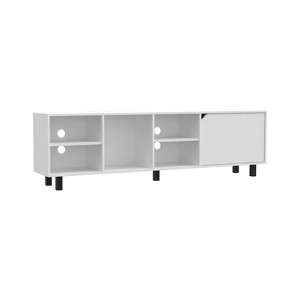 Mobile TV Stand for TVs up to 70" White - Boahaus: Modern Console with Open Shelves & Storage - 1 of 4