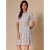 INSPIRE CHIC Women's Vintage Floral Peter Pan Collar High Waist Puff Sleeve A-line Midi Dress - 2 of 4