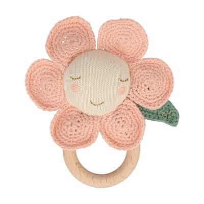 Image of Meri Meri Peach Daisy Baby Rattle (Pack of 1)