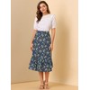 INSPIRE CHIC Women's Chiffon Elastic Waist Ruffle Tiered Flowy Midi Floral Printed Skirts - 2 of 4