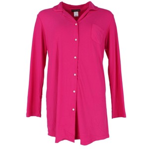 Not a Morning Person Women's Solid Button Down Long Sleeve Night Shirt - 1 of 4