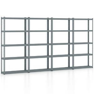 Costway 1/2/3/4 PCS 5-Tier Heavy Duty Storage Shelf Storage Utility Rack Shelf with Anti-tipping Device Grey - 1 of 4
